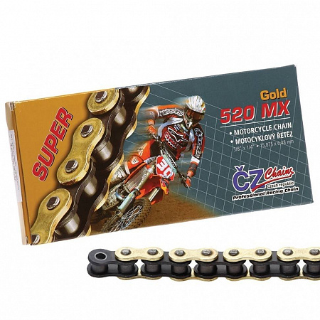 Цепь приводная для мотоцикла CZ Chains 520 MX Gold - 114 Цепь приводная для мотоцикла CZ Chains 520 MX Gold - 114